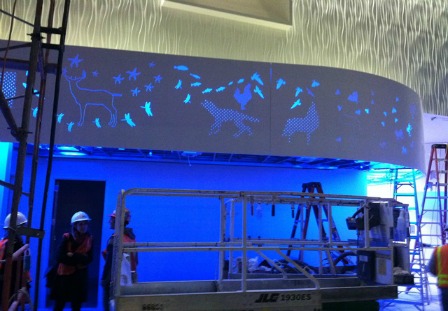 Figure 4 – The ribbon was lit with hidden LED lighting, which changed colors, creating a rainbow effect.